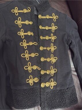 Denim & Supply Ralph Lauren Black Military-Style Blazer with Gold Trim